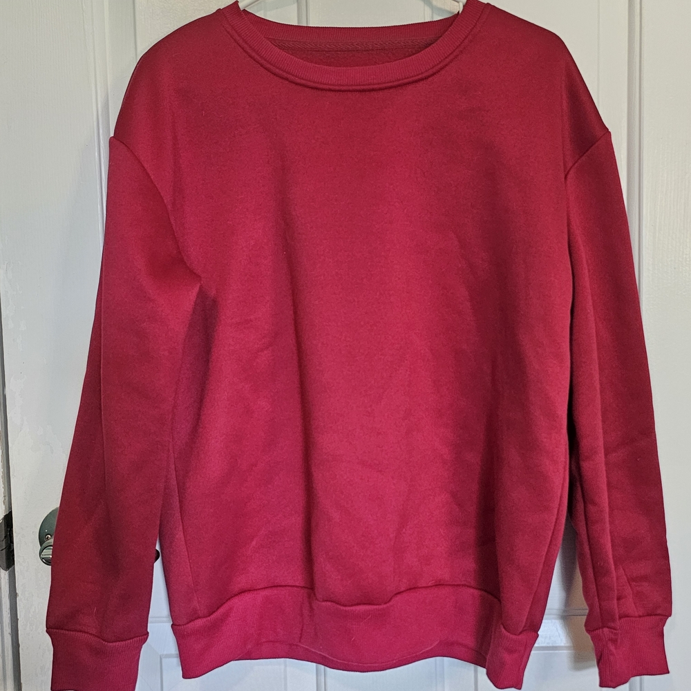 SHEIN Burgundy Crew Neck Sweatshirt Women's Sz M